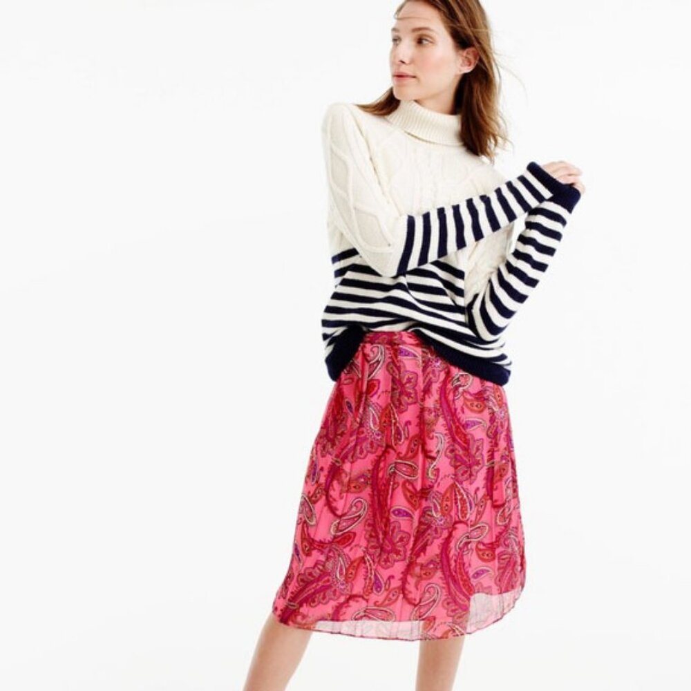 J. Crew Paisley Pleated Silk Skirt - 4